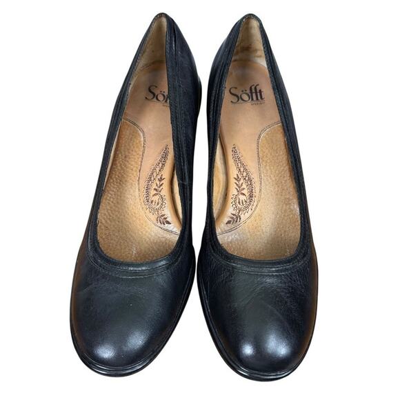 Sofft Womens Solid Black Round Toe Leather Slip On Pumps High Heels sz 9 M - Picture 6 of 16